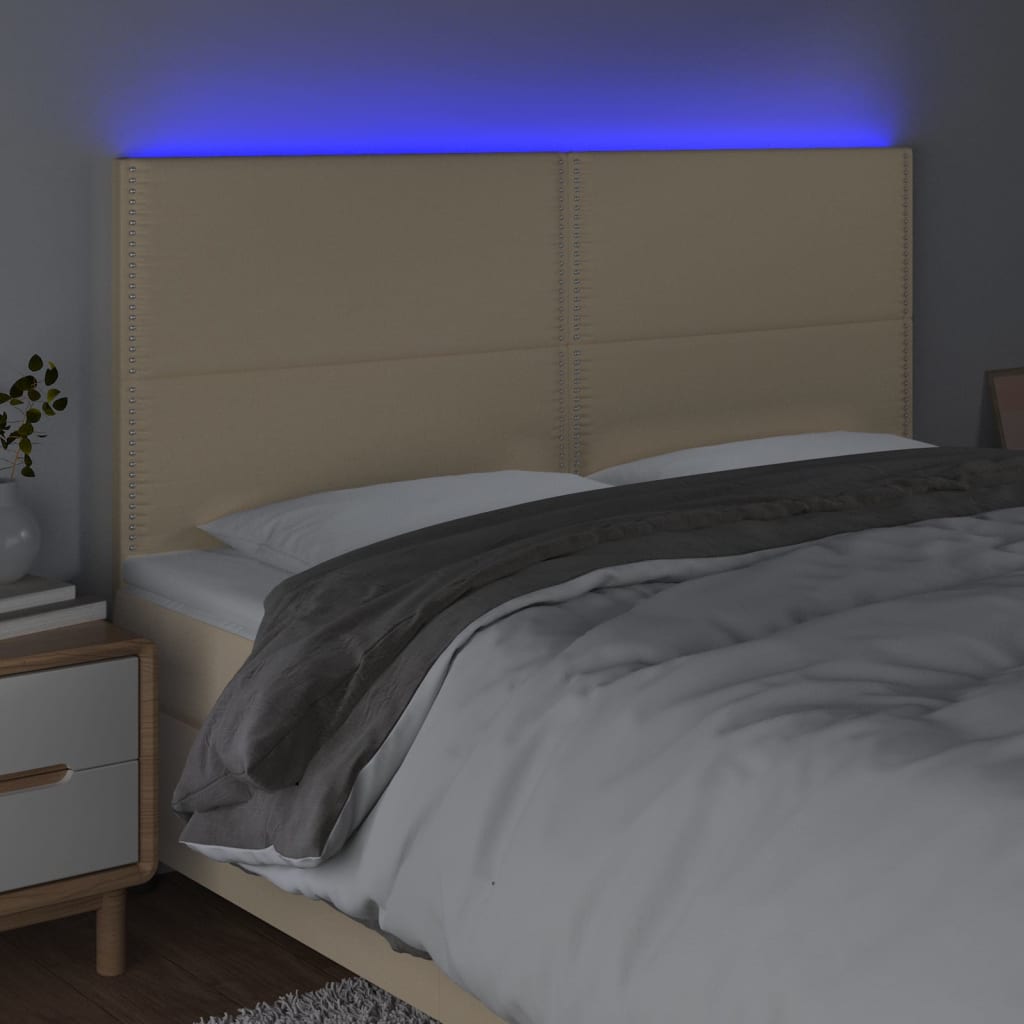 LED uzglavlje krem 180x5x118/128 cm od tkanine