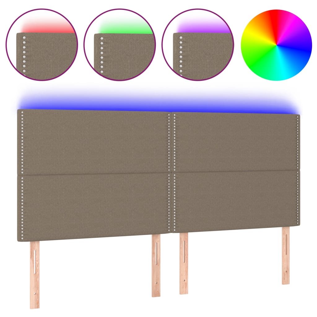 LED uzglavlje smeđesivo 200x5x118/128 cm od tkanine