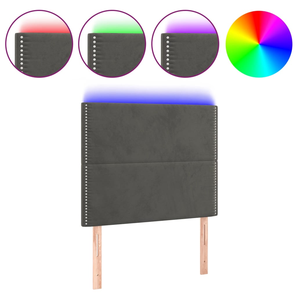LED uzglavlje tamnosivo 80x5x118/128 cm baršunasto