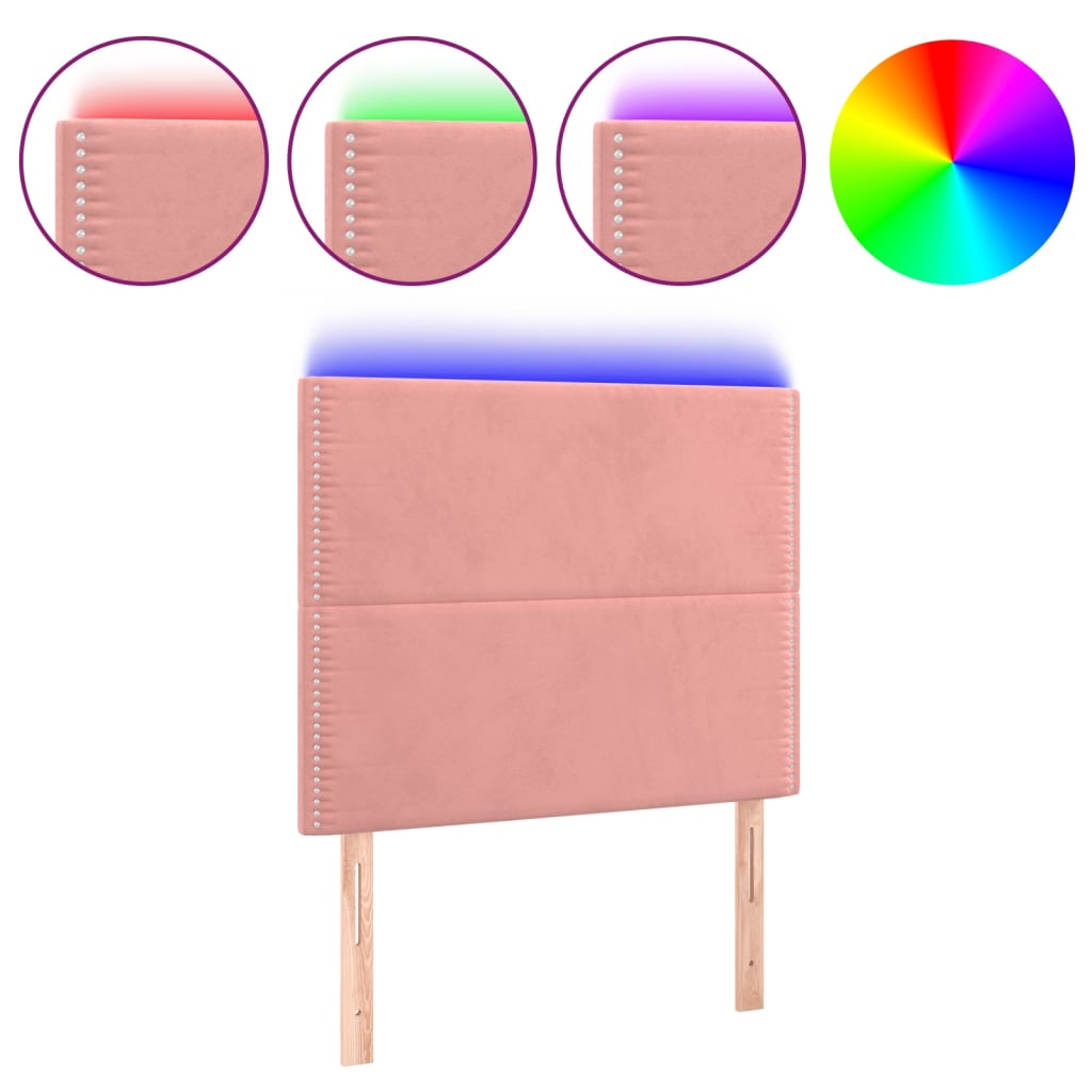 LED uzglavlje ružičasto 80x5x118/128 cm baršunasto
