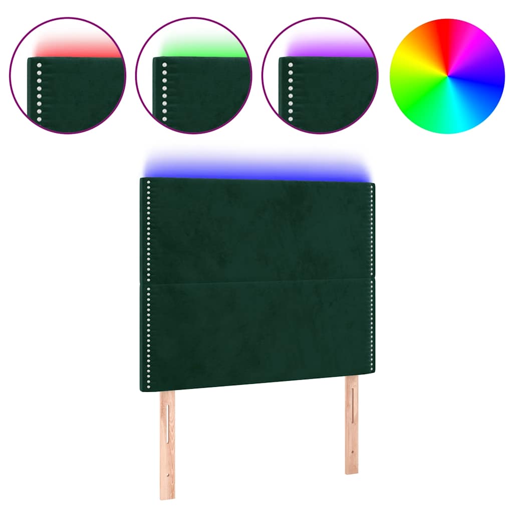 LED uzglavlje tamnozeleno 100x5x118/128 cm baršunasto