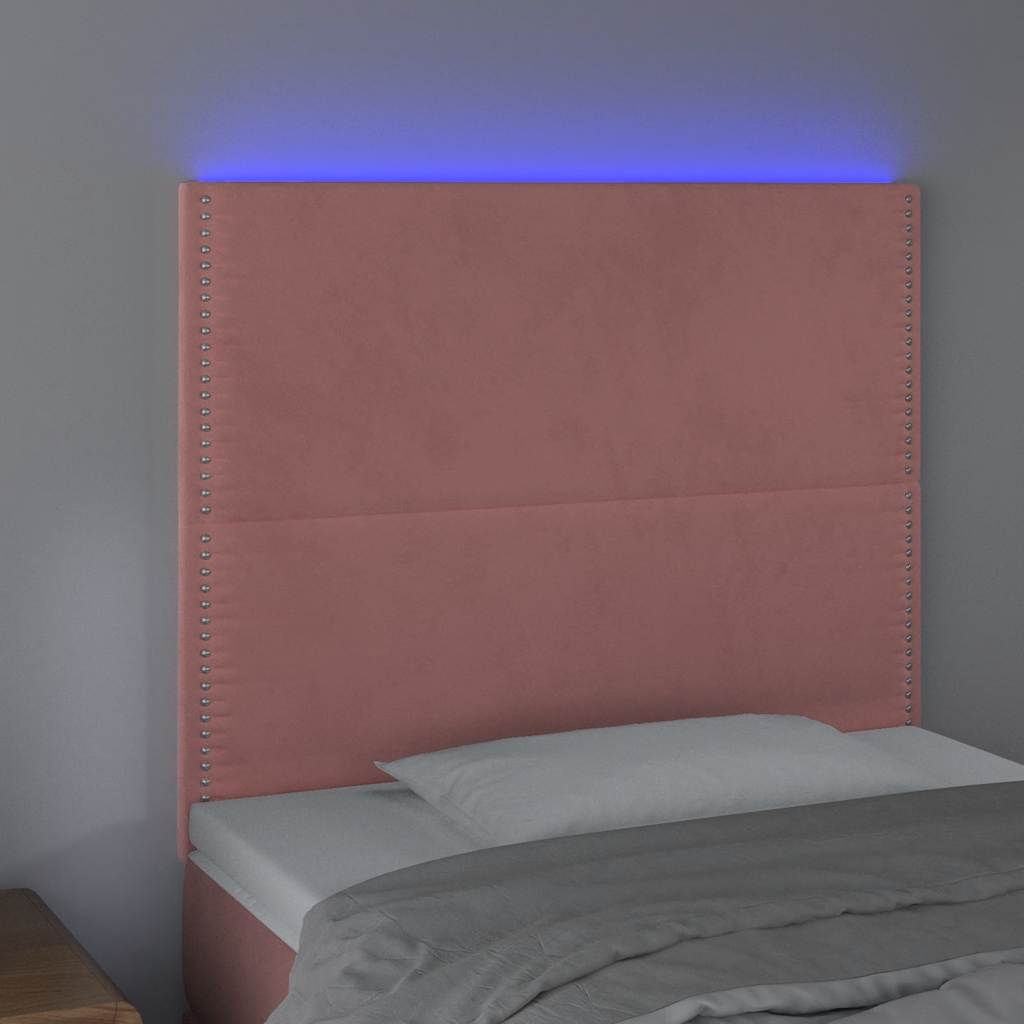 LED uzglavlje ružičasto 100x5x118/128 cm baršunasto