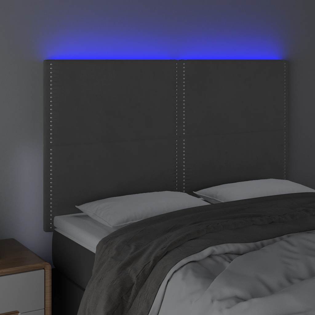 LED uzglavlje tamnosivo 144x5x118/128 cm baršunasto