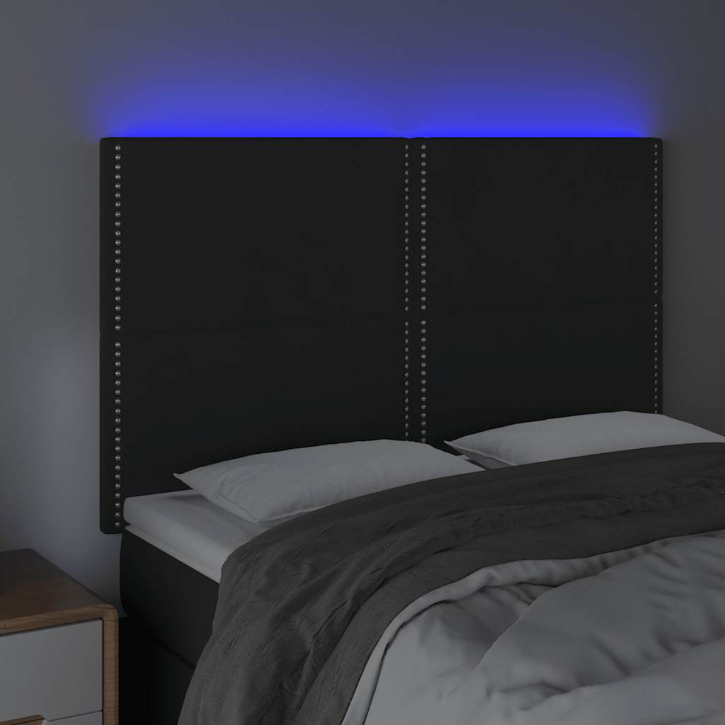 LED uzglavlje crno 144x5x118/128 cm baršunasto