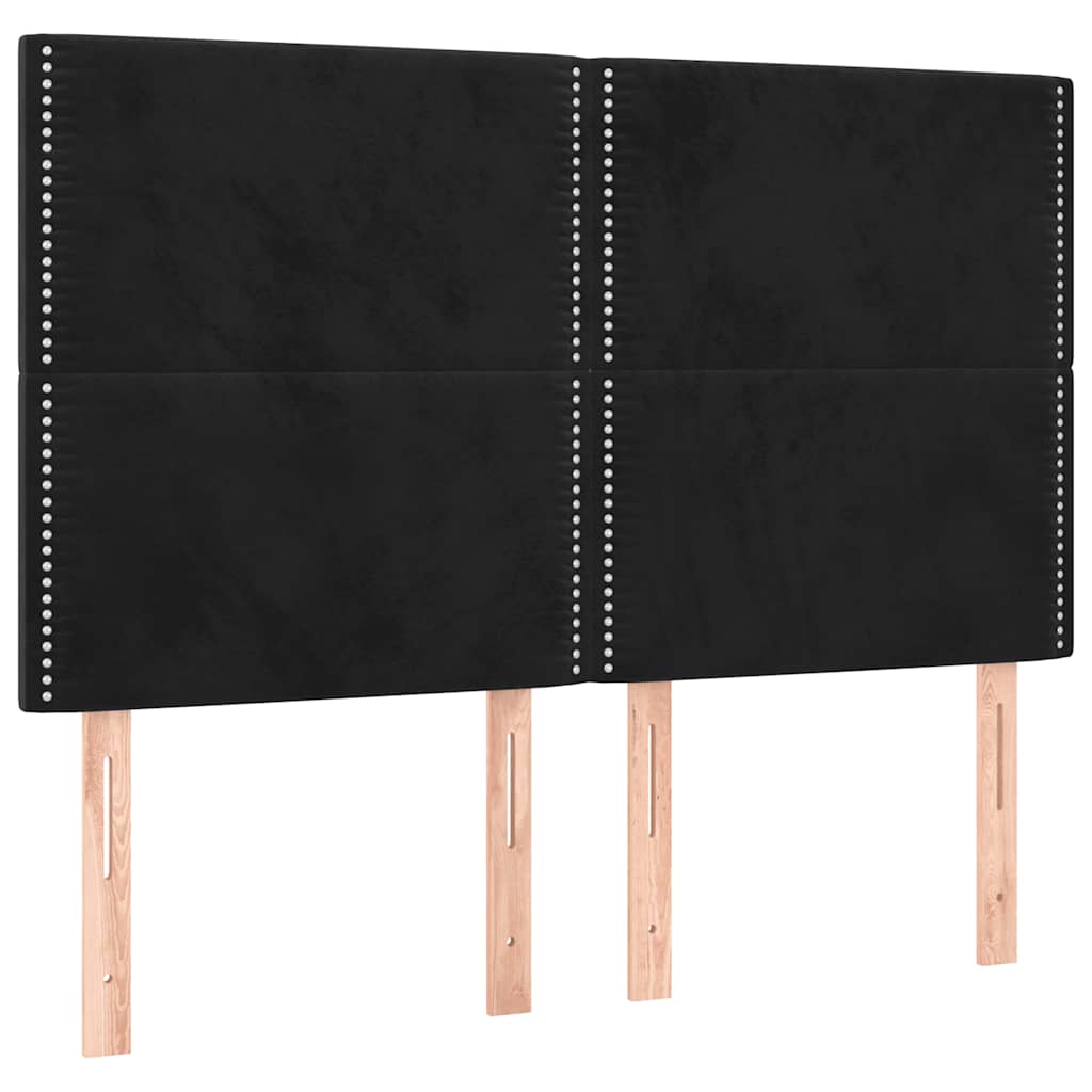 LED uzglavlje crno 144x5x118/128 cm baršunasto