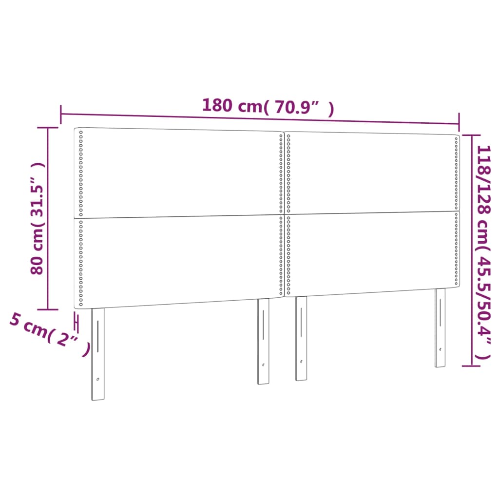 LED uzglavlje crno 180x5x118/128 cm baršunasto