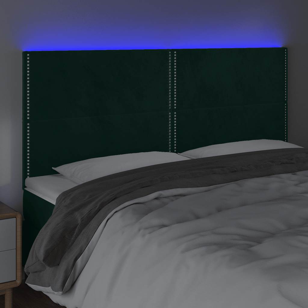 LED uzglavlje tamnozeleno 180x5x118/128 cm baršunasto