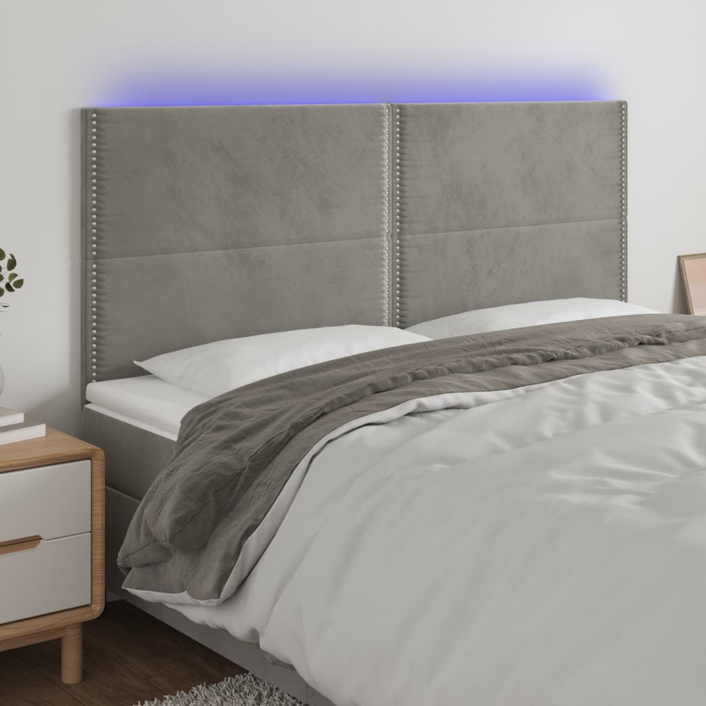 LED uzglavlje svjetlosivo 200x5x118/128 cm baršunasto
