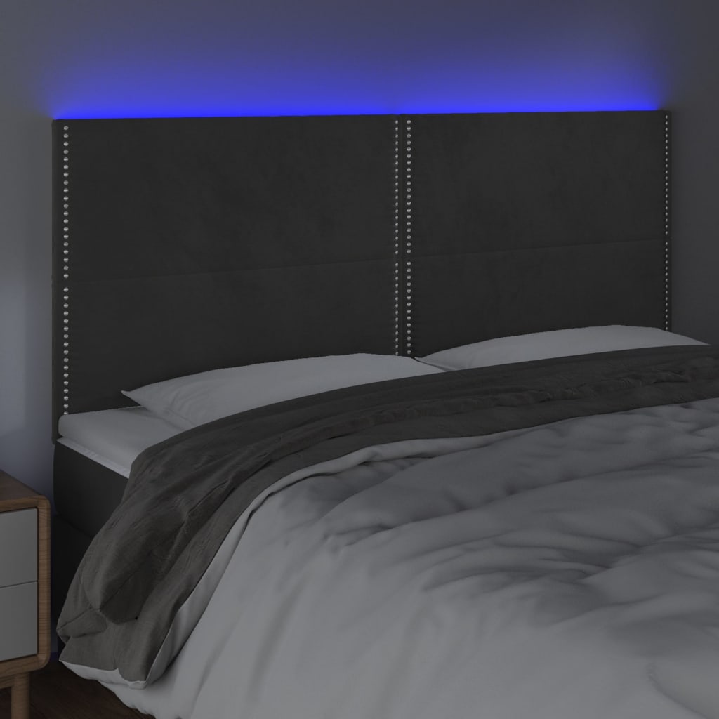 LED uzglavlje tamnosivo 200x5x118/128 cm baršunasto