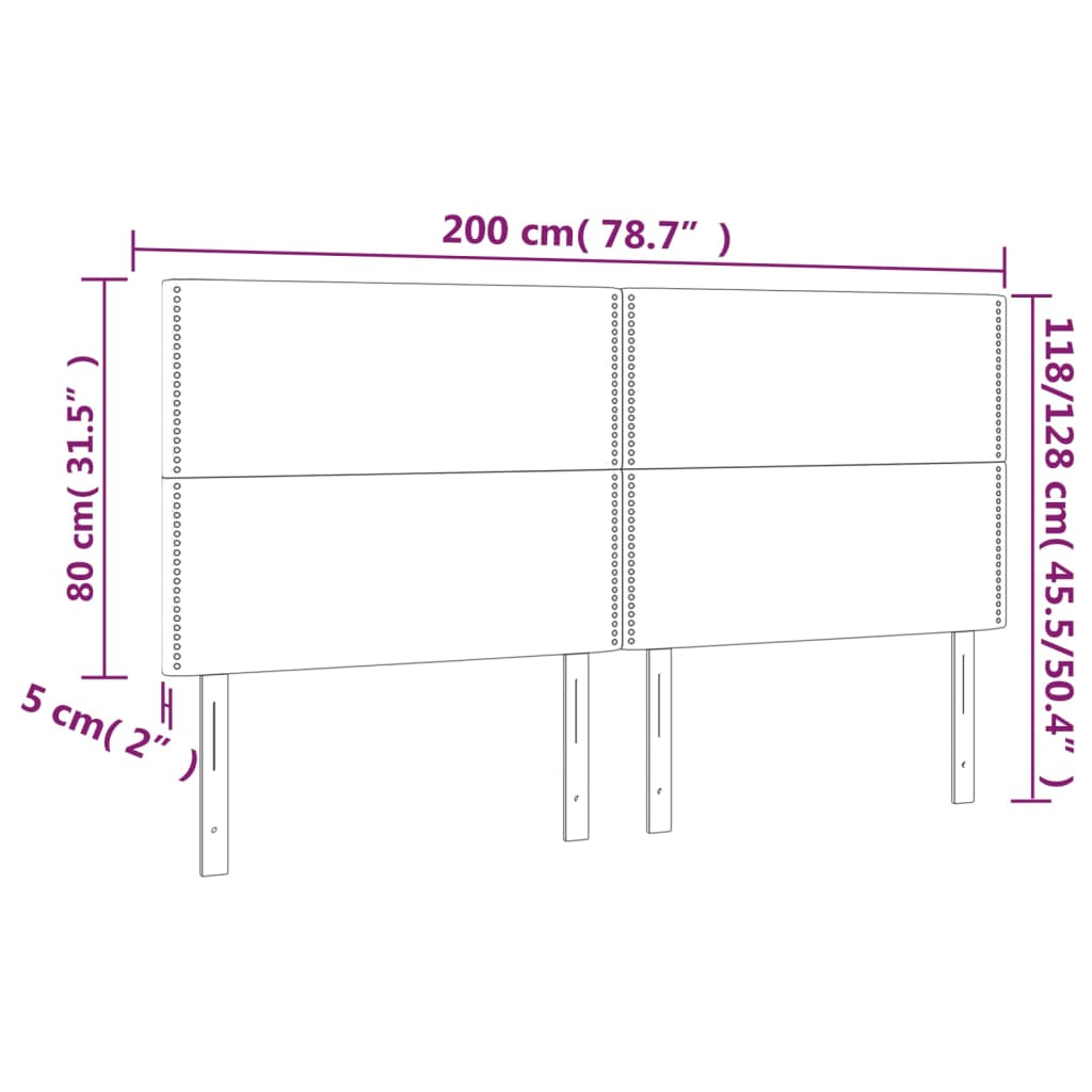 LED uzglavlje tamnosivo 200x5x118/128 cm baršunasto