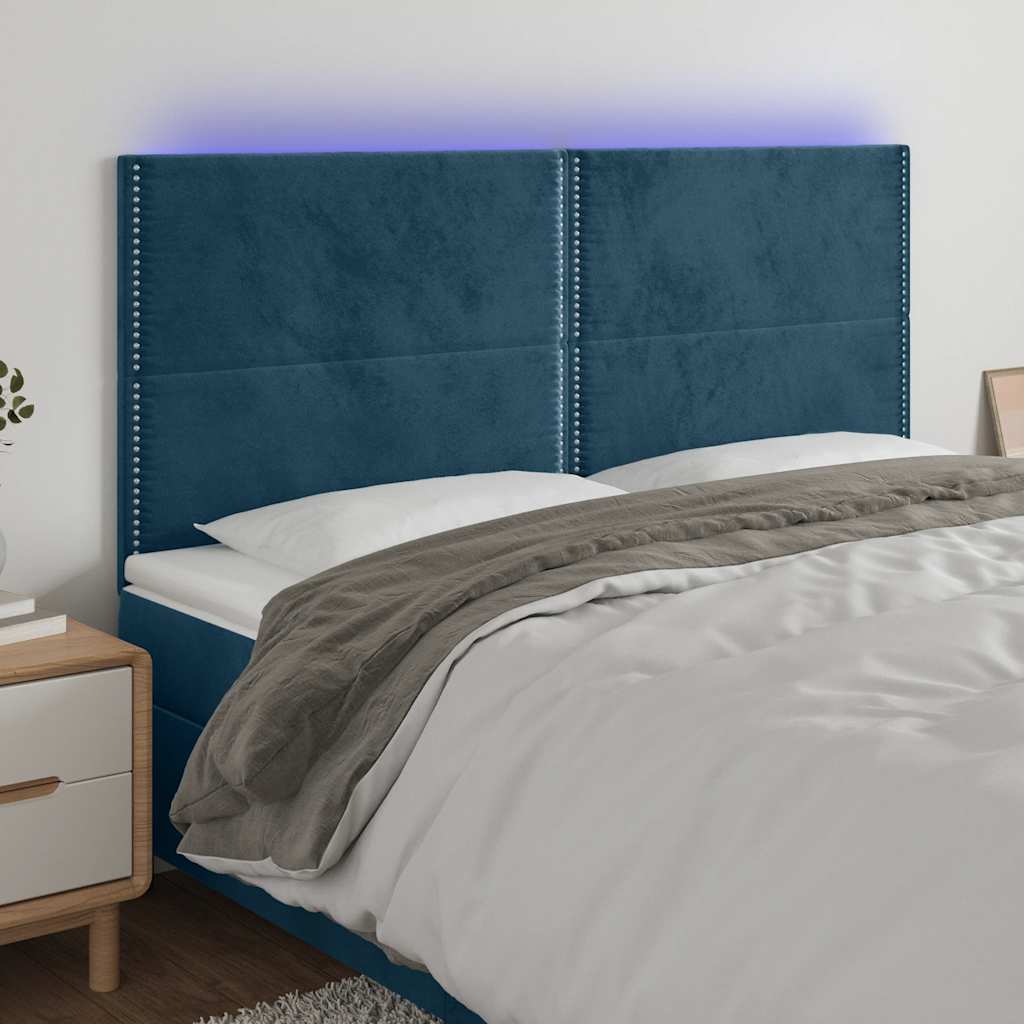 LED uzglavlje tamnoplavo 200x5x118/128 cm od tkanine