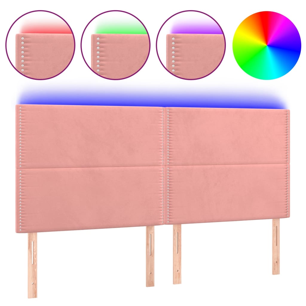 LED uzglavlje ružičasto 200x5x118/128 cm baršunasto