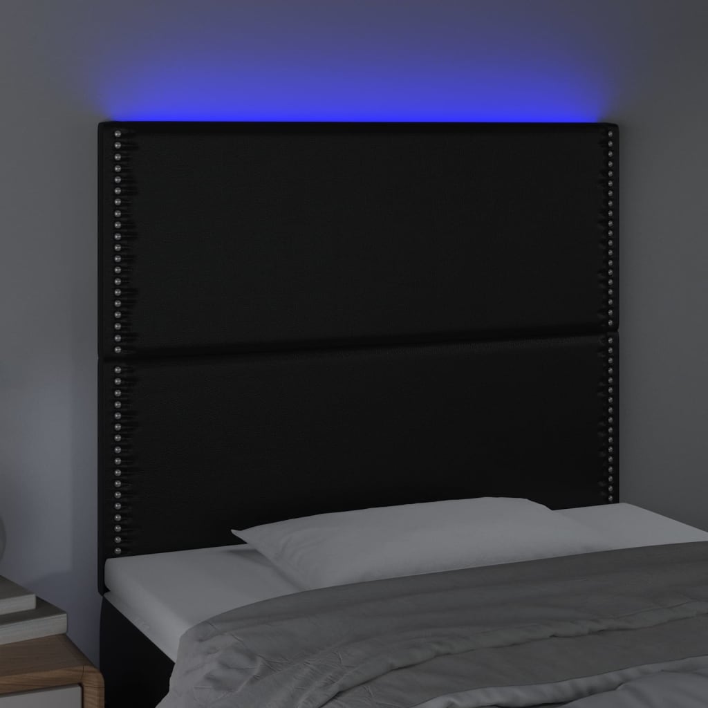 LED uzglavlje crno 90x5x118/128 cm od umjetne kože