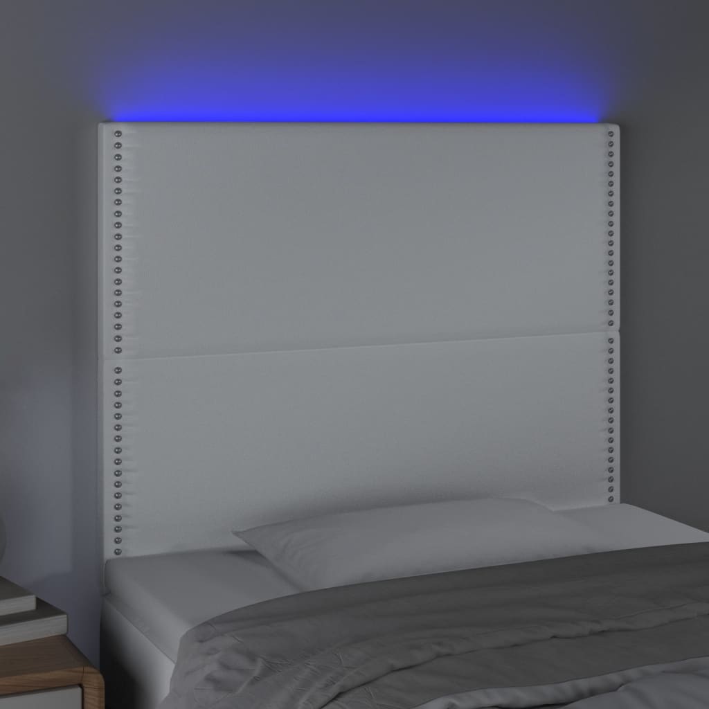 LED uzglavlje bijelo 100x5x118/128 cm od umjetne kože