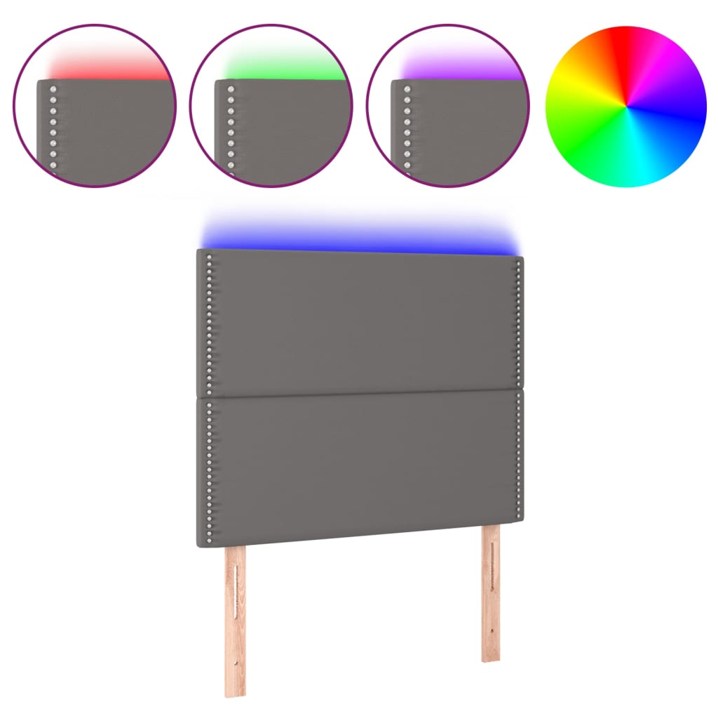 LED uzglavlje sivo 100x5x118/128 cm od umjetne kože