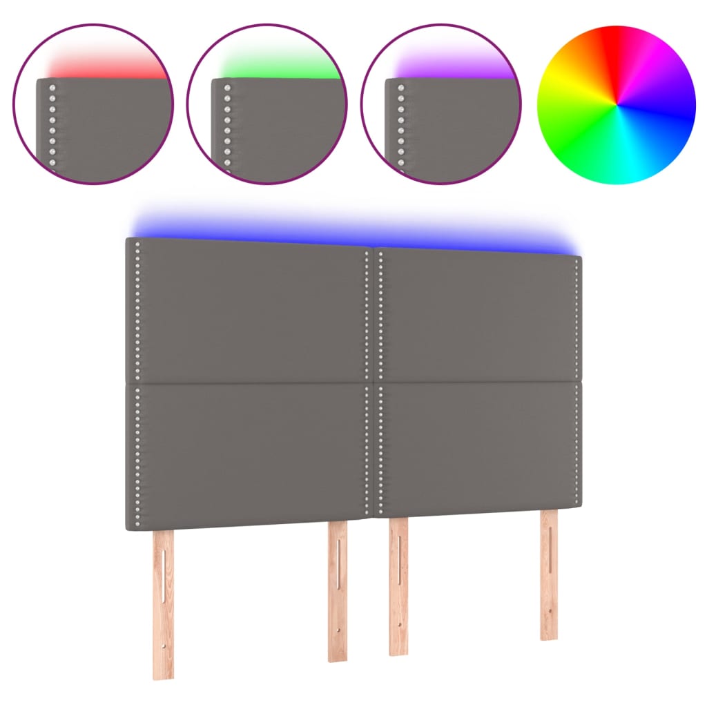 LED uzglavlje sivo 144x5x118/128 cm od umjetne kože