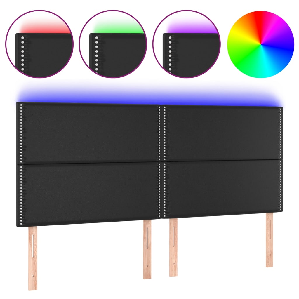 LED uzglavlje crno 180x5x118/128 cm od umjetna koža