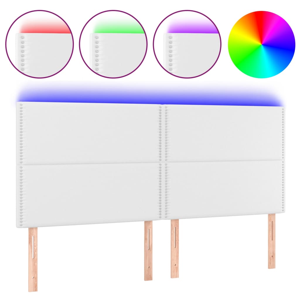 LED uzglavlje bijelo 200x5x118/128 cm od umjetne kože