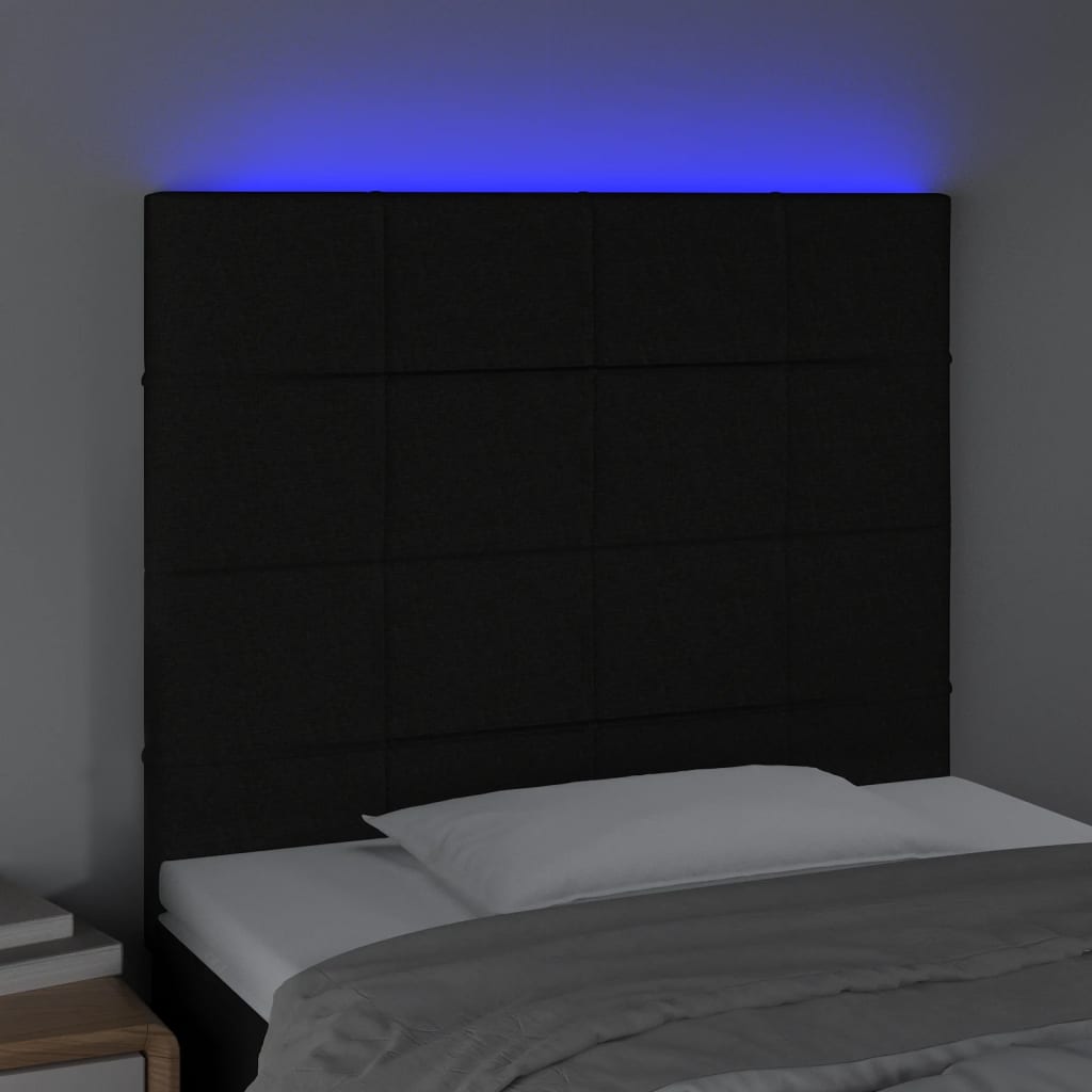 LED uzglavlje crno 80x5x118/128 cm od tkanine