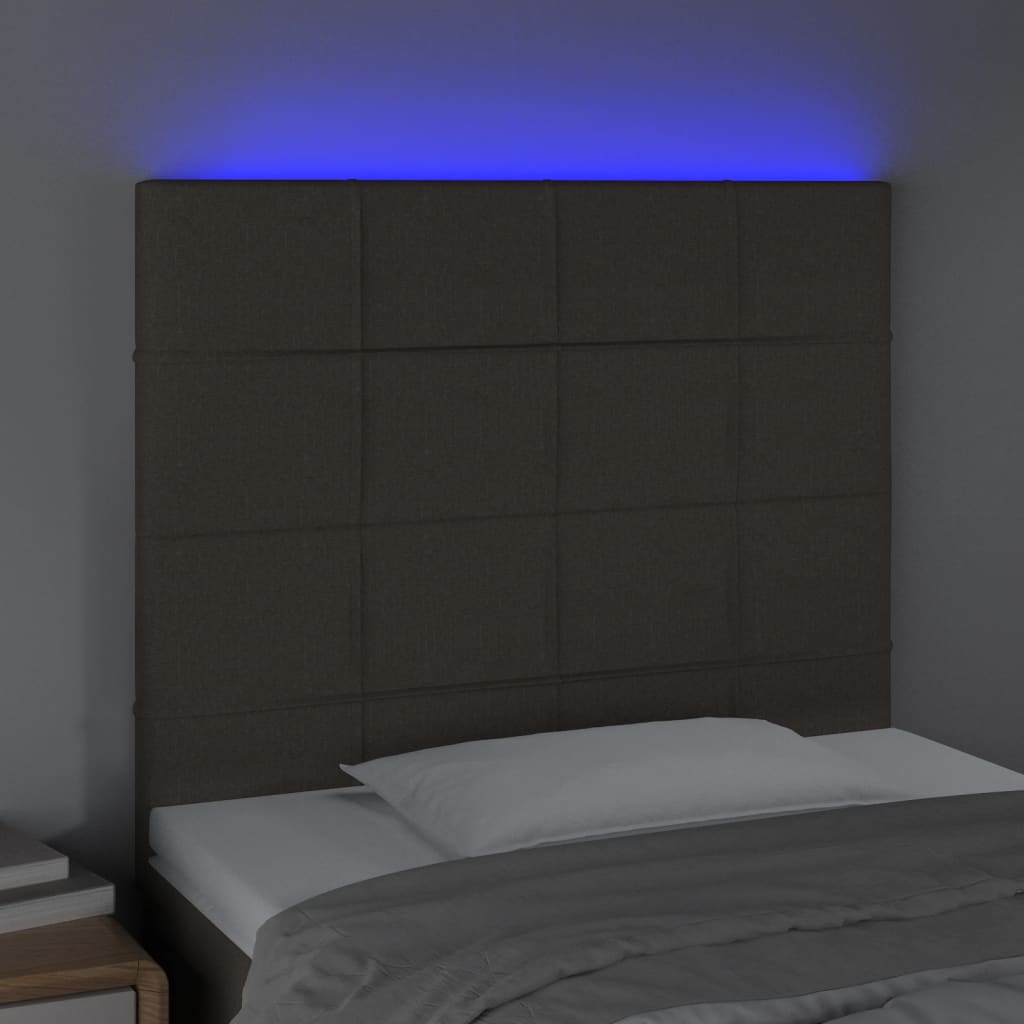LED uzglavlje smeđesivo 80x5x118/128 cm od tkanine