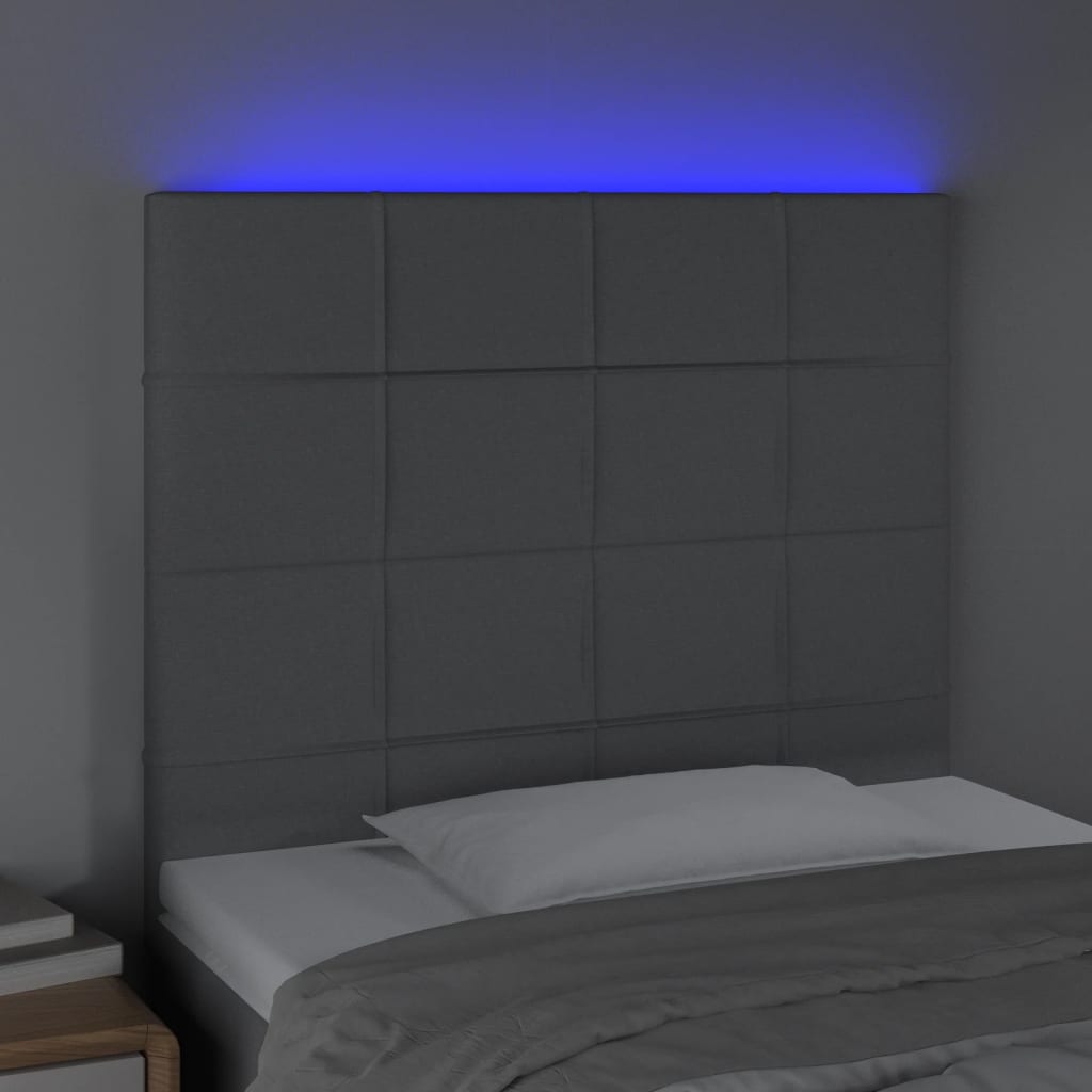 LED uzglavlje svjetlosivo 90x5x118/128 cm od tkanine