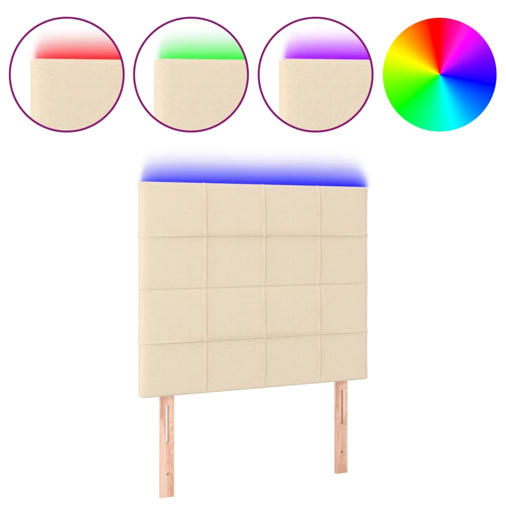 LED uzglavlje krem 90x5x118/128 cm od tkanine