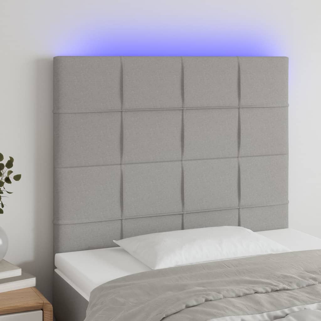 LED uzglavlje svjetlosivo 100x5x118/128 cm od tkanine