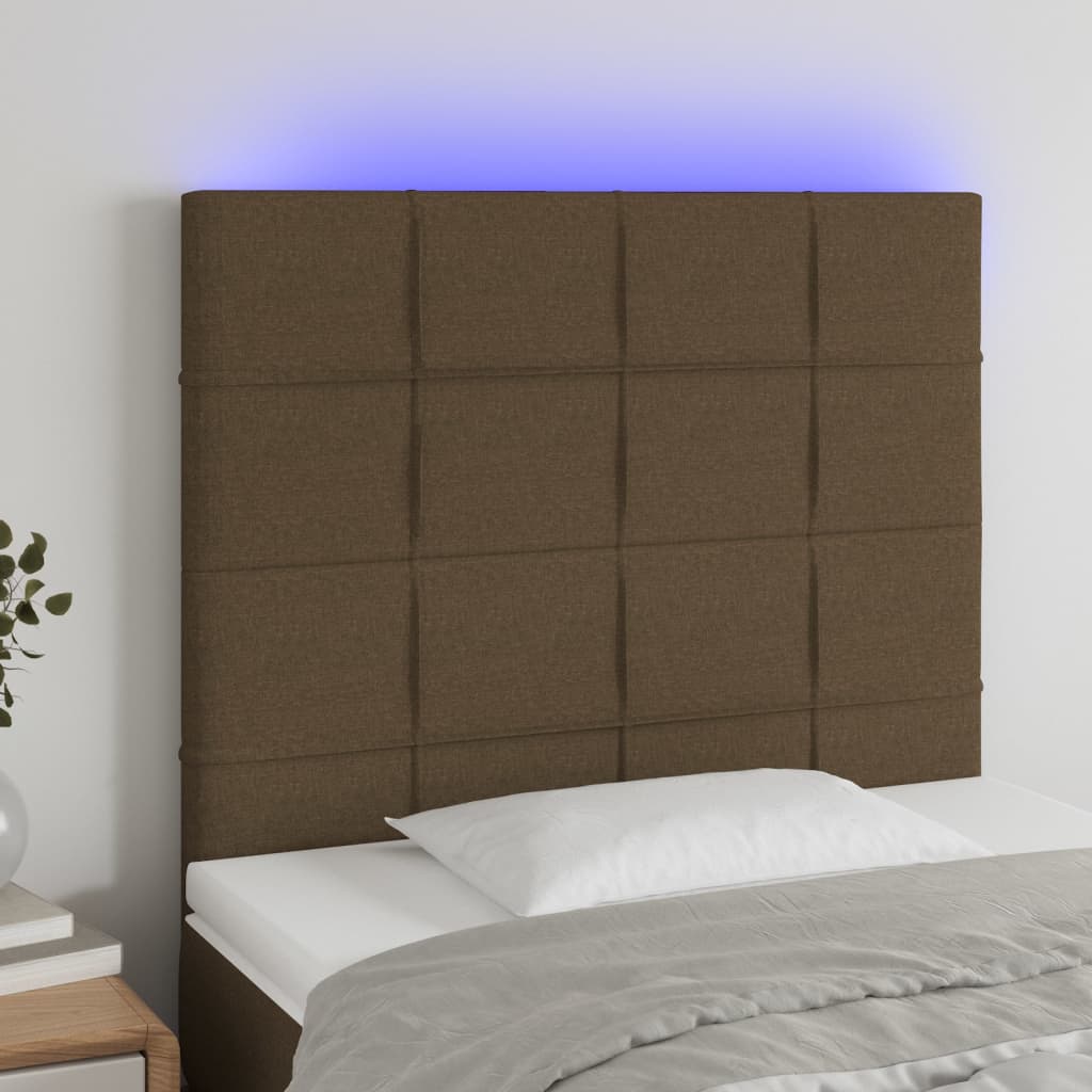 LED uzglavlje tamnosmeđe 100x5x118/128 cm od tkanine