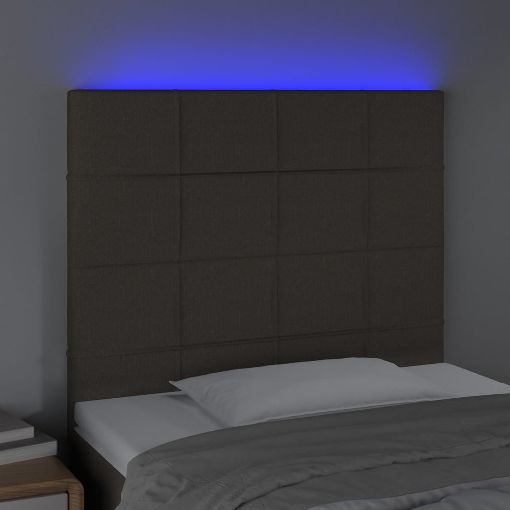 LED uzglavlje smeđesivo 100x5x118/128 cm od tkanine