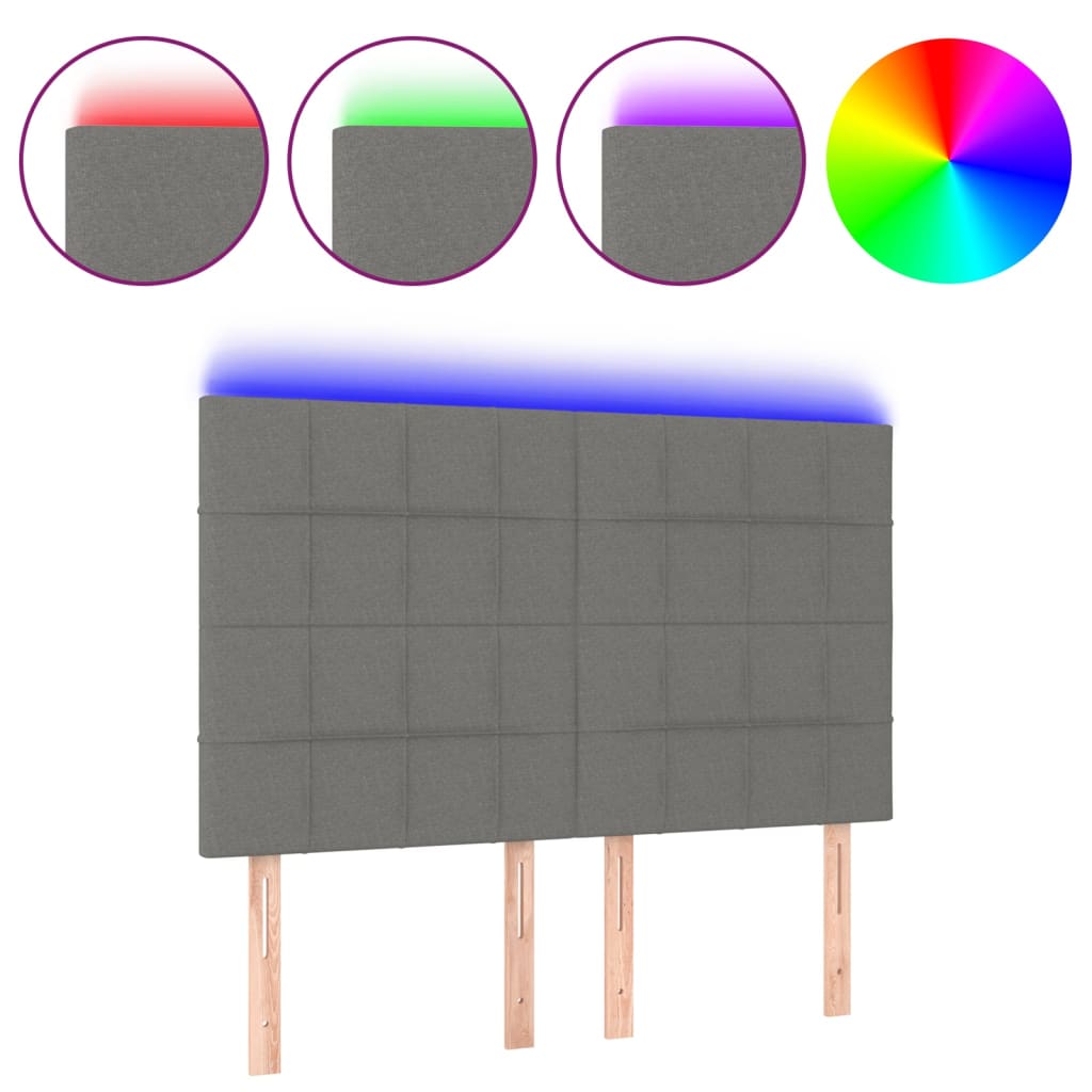 LED uzglavlje tamnosivo 144x5x118 cm od tkanine