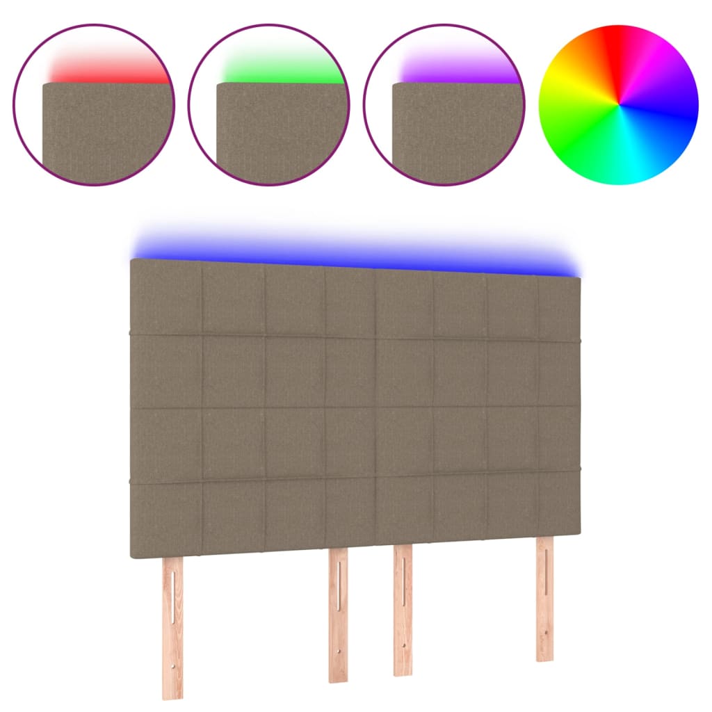 LED uzglavlje smeđesivo 144x5x118/128 cm od tkanine