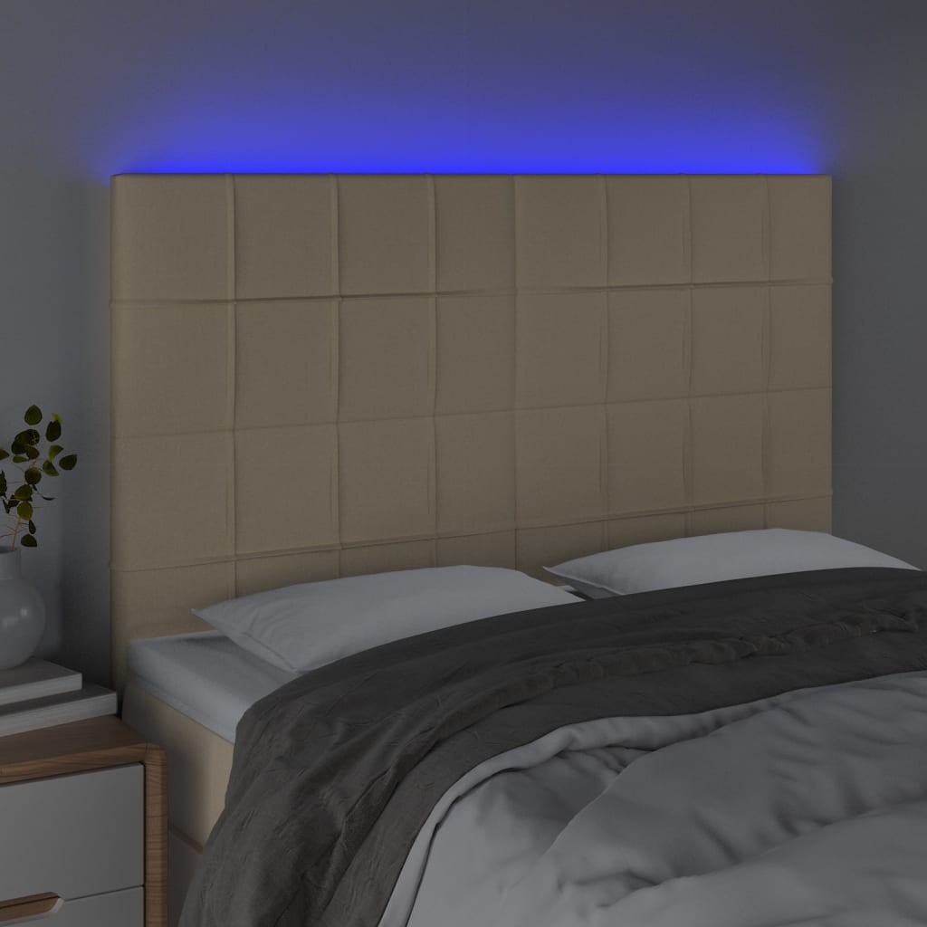 LED uzglavlje krem 144x5x118/128 cm od tkanine