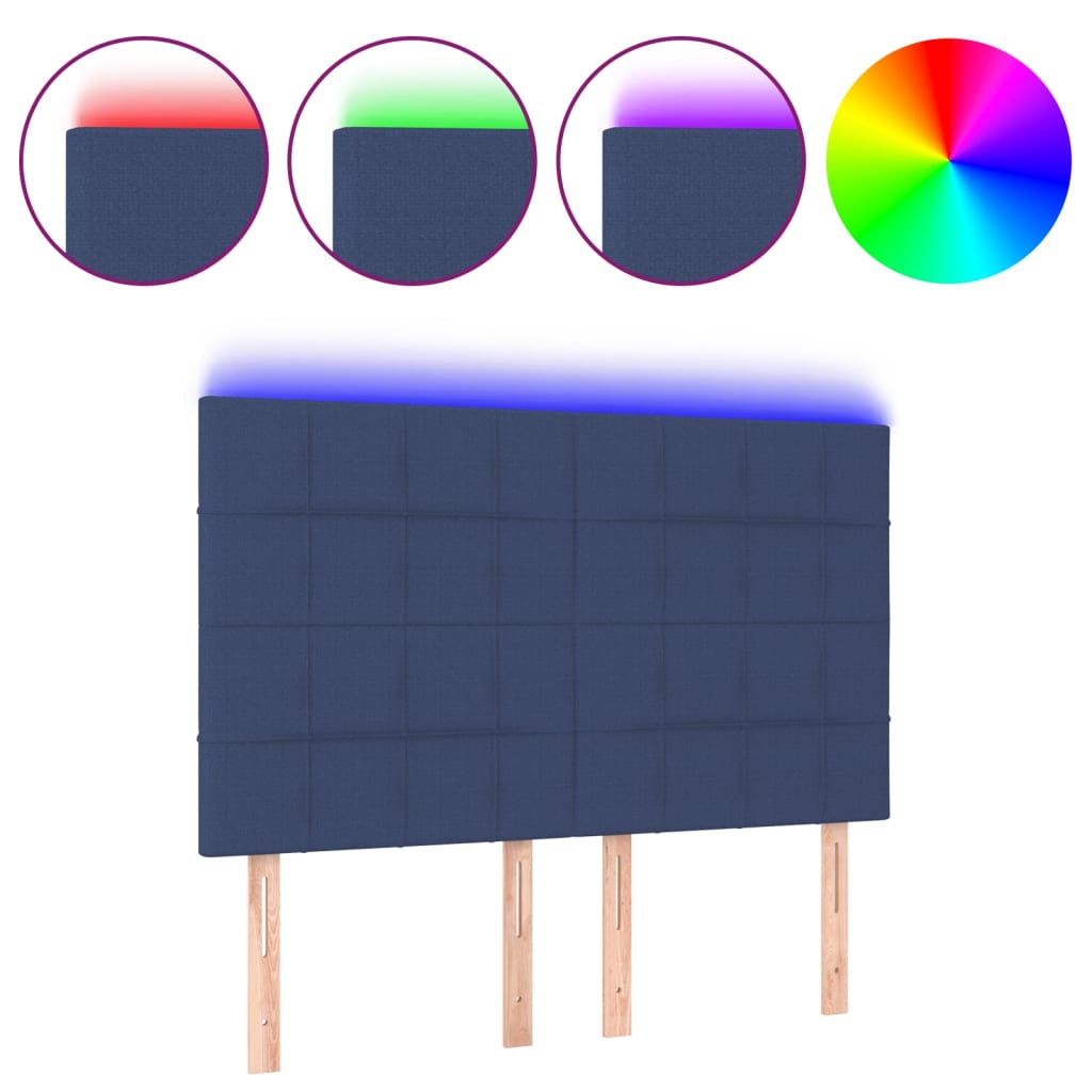 LED uzglavlje plavo 144x5x118/128 cm od tkanine