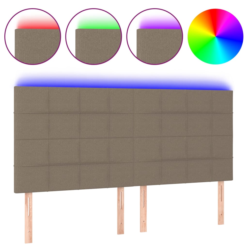 LED uzglavlje smeđesivo 160x5x118/128 cm od tkanine