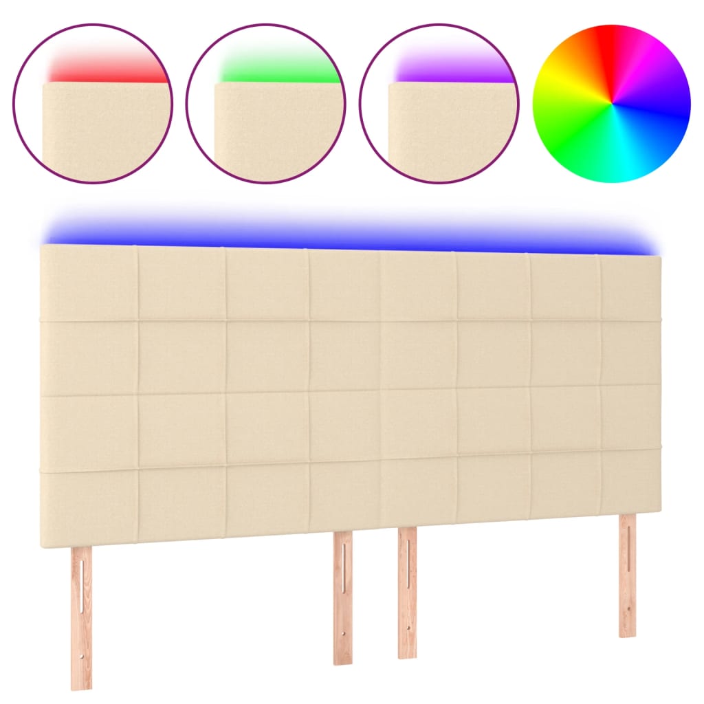 LED uzglavlje krem 160x5x118/128 cm od tkanine
