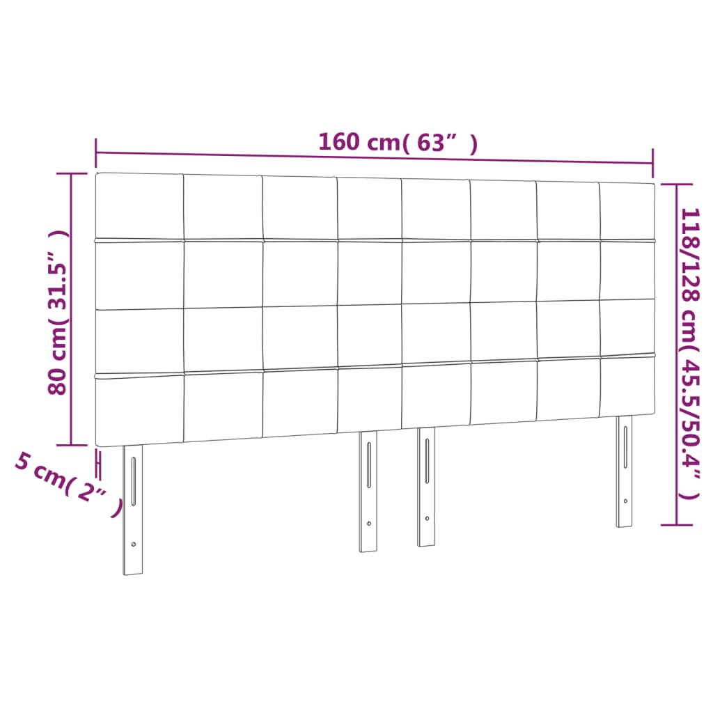 LED uzglavlje krem 160x5x118/128 cm od tkanine