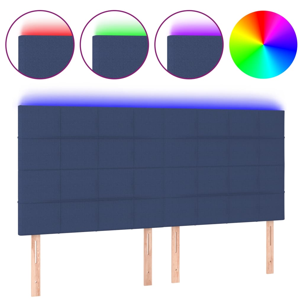 LED uzglavlje plavo 160x5x118/128 cm od tkanine