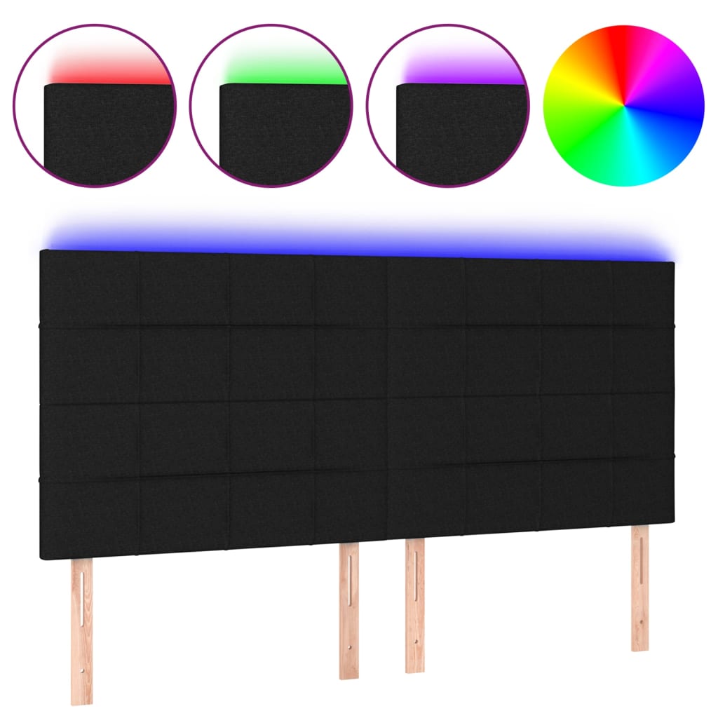 LED uzglavlje crno 180x5x118/128 cm od tkanine