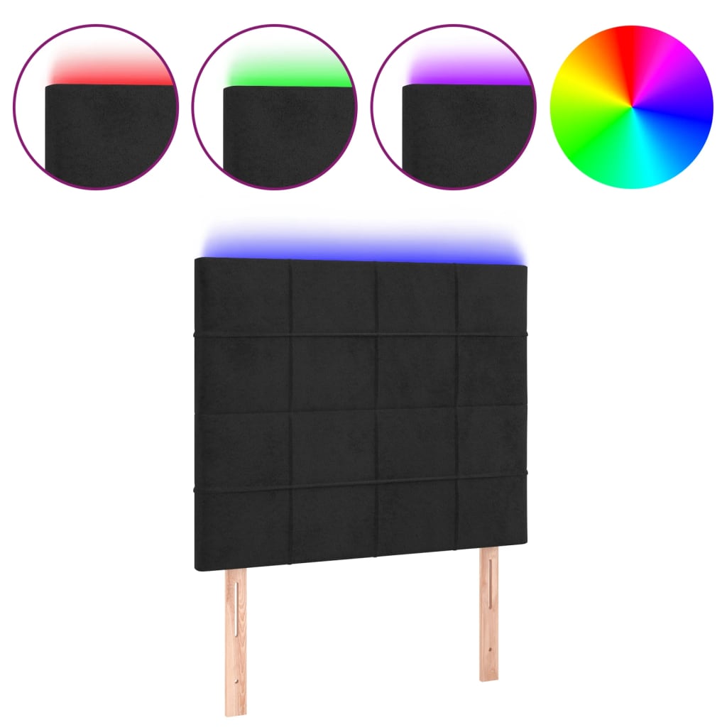 LED uzglavlje crno 80x5x118/128 cm baršunasto