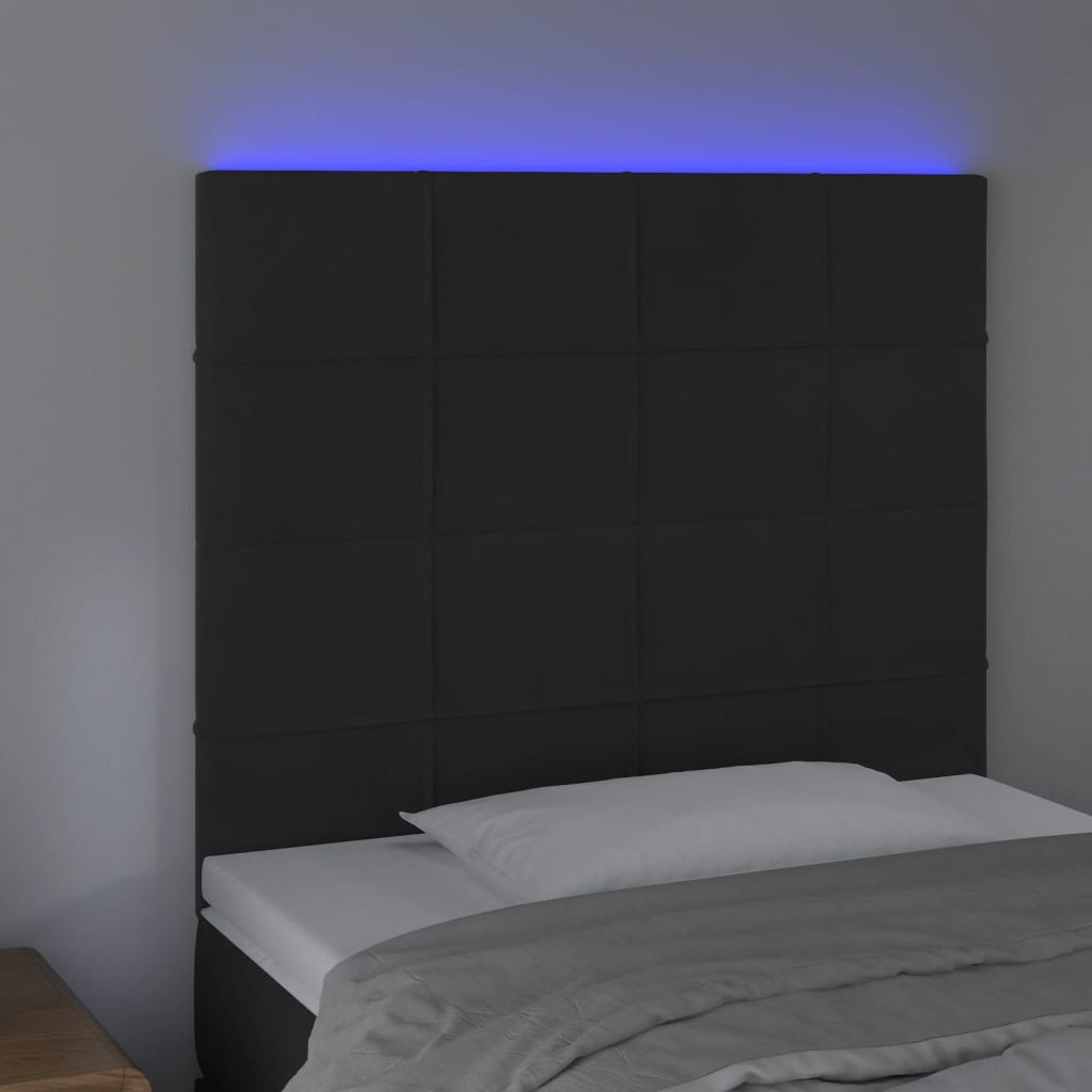 LED uzglavlje crno 80x5x118/128 cm baršunasto