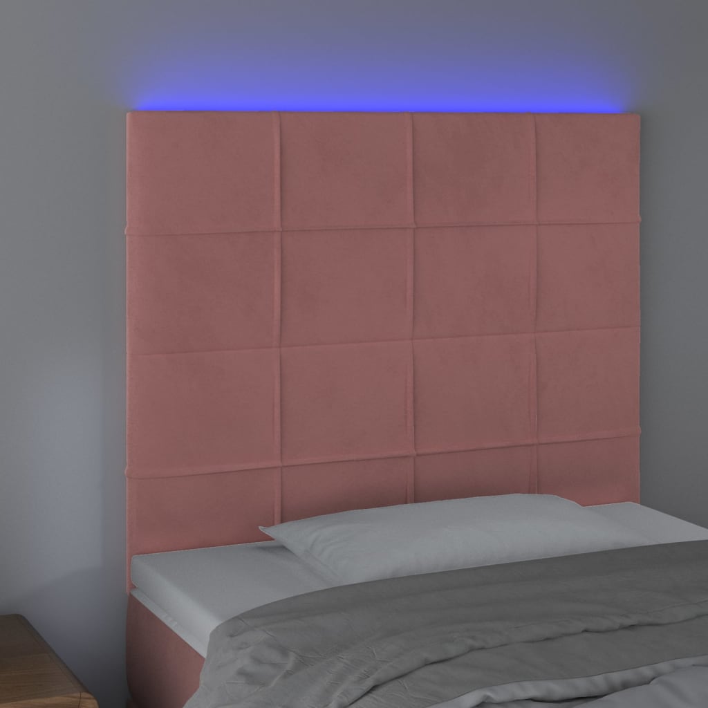 LED uzglavlje ružičasto 80x5x118/128 cm baršunasto