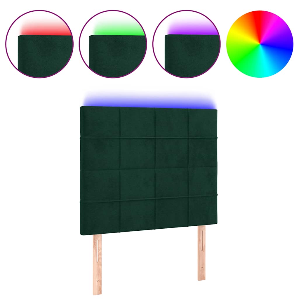 LED uzglavlje tamnozeleno 90x5x118/128 cm baršunasto