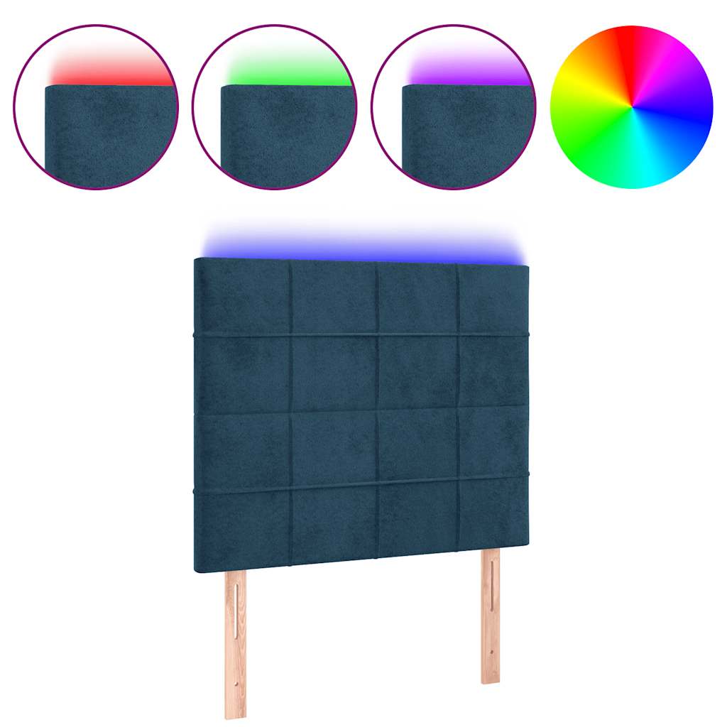 LED uzglavlje tamnoplavo 90x5x118/128 cm baršunasto
