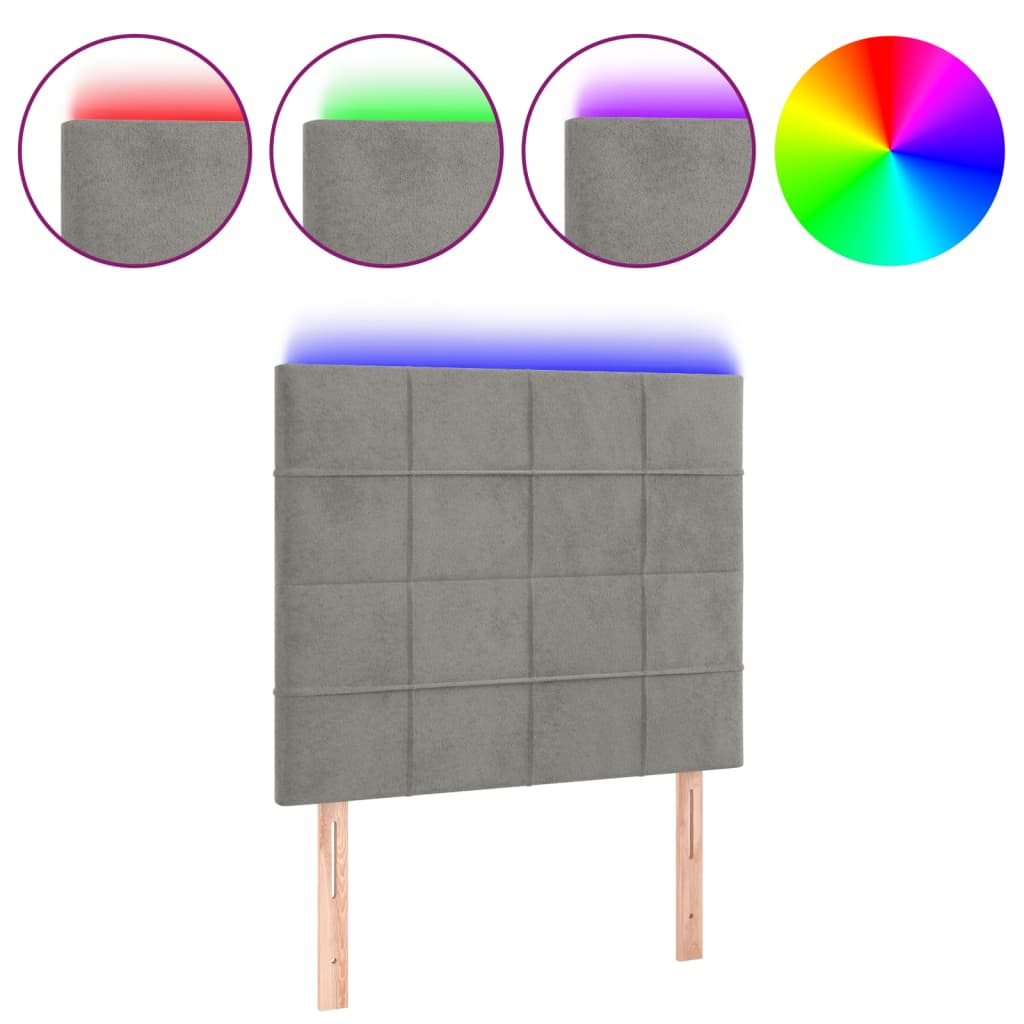LED uzglavlje svjetlosivo 100x5x118/128 cm baršunasto