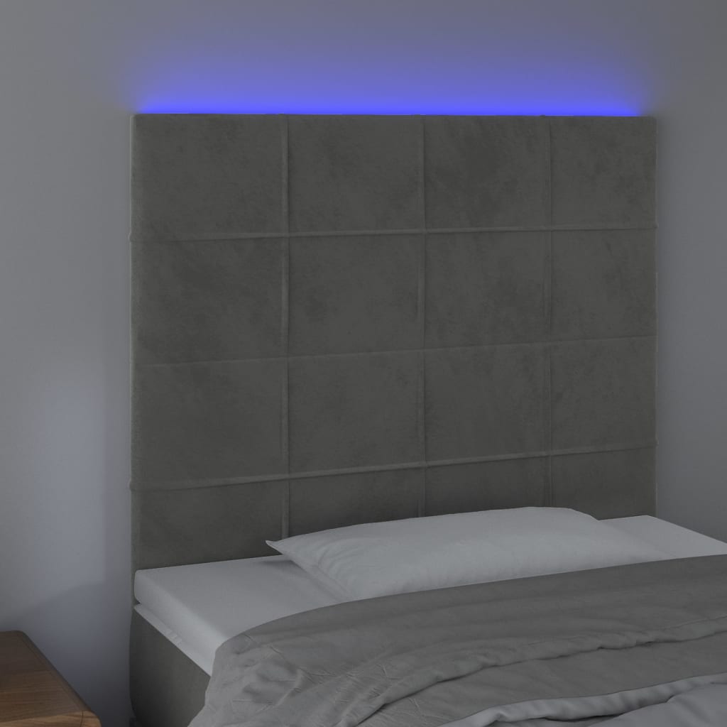 LED uzglavlje svjetlosivo 100x5x118/128 cm baršunasto