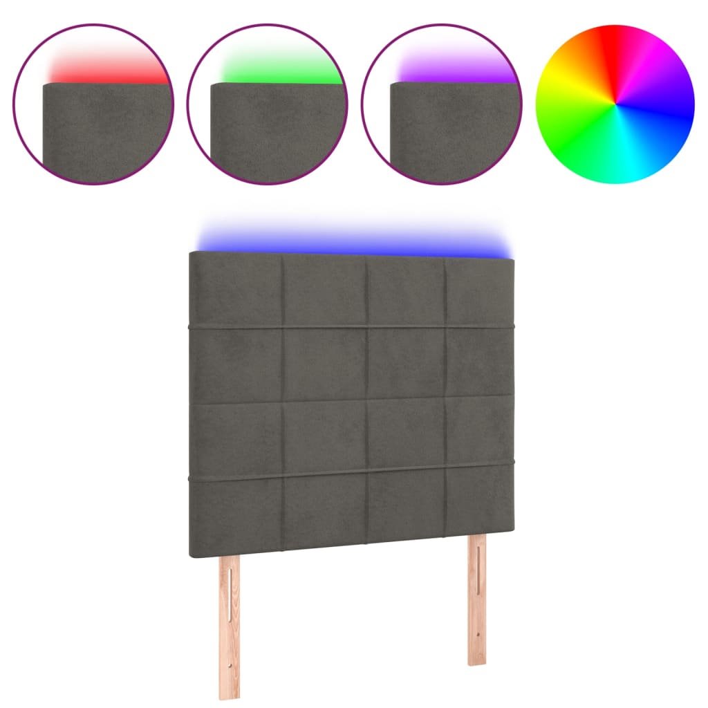 LED uzglavlje tamnosivo 100x5x118/128 cm baršunasto