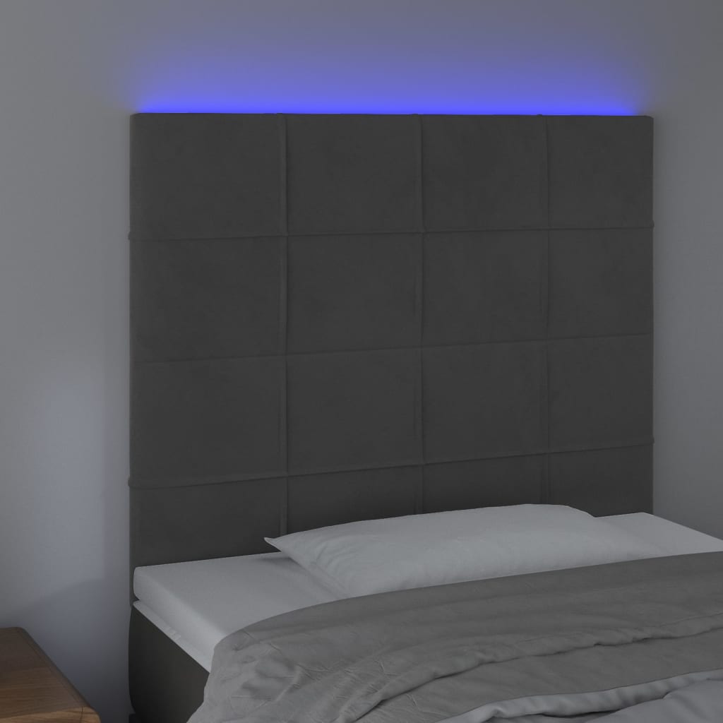 LED uzglavlje tamnosivo 100x5x118/128 cm baršunasto