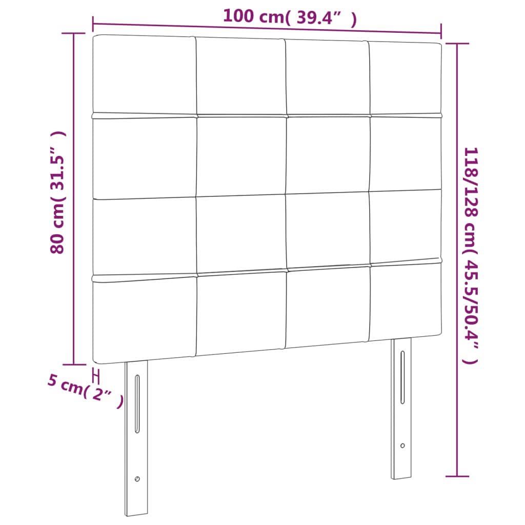 LED uzglavlje tamnosivo 100x5x118/128 cm baršunasto