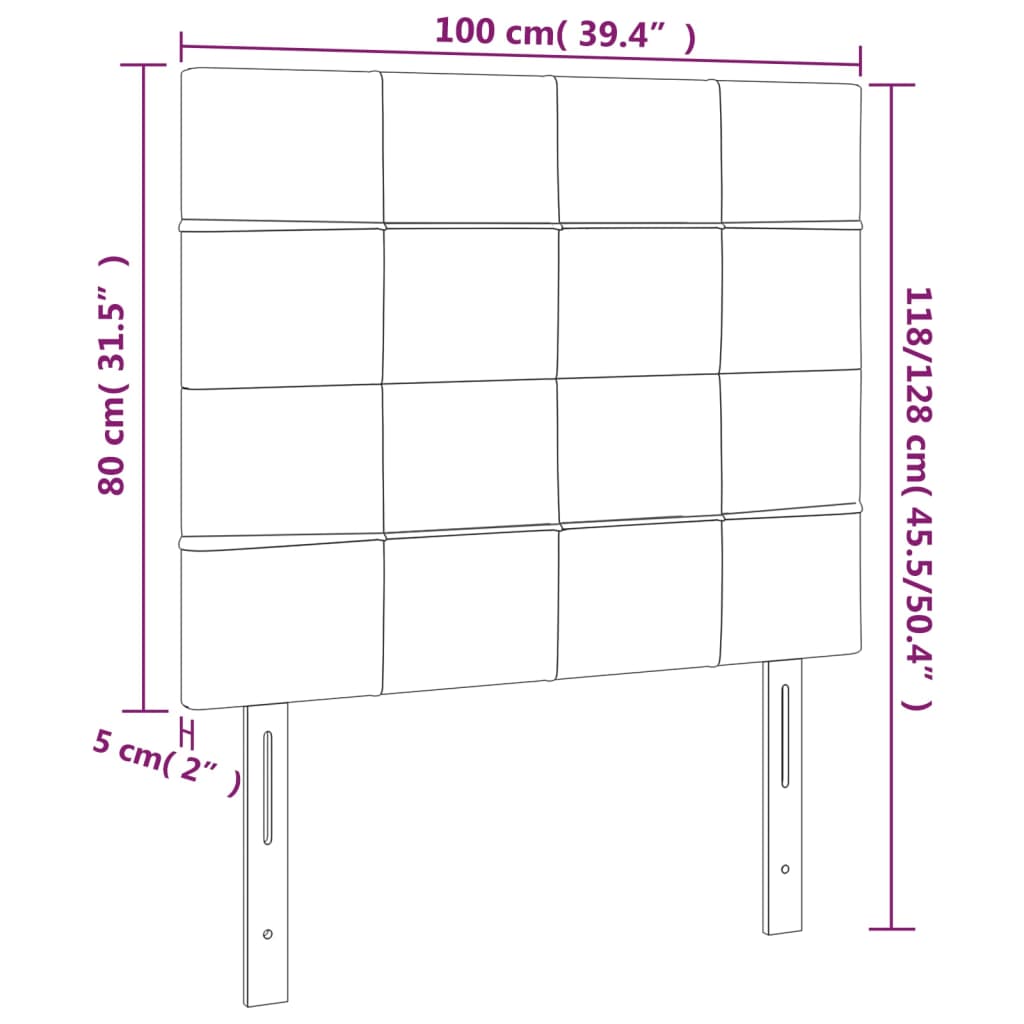 LED uzglavlje crno 100x5x118/128 cm baršunasto