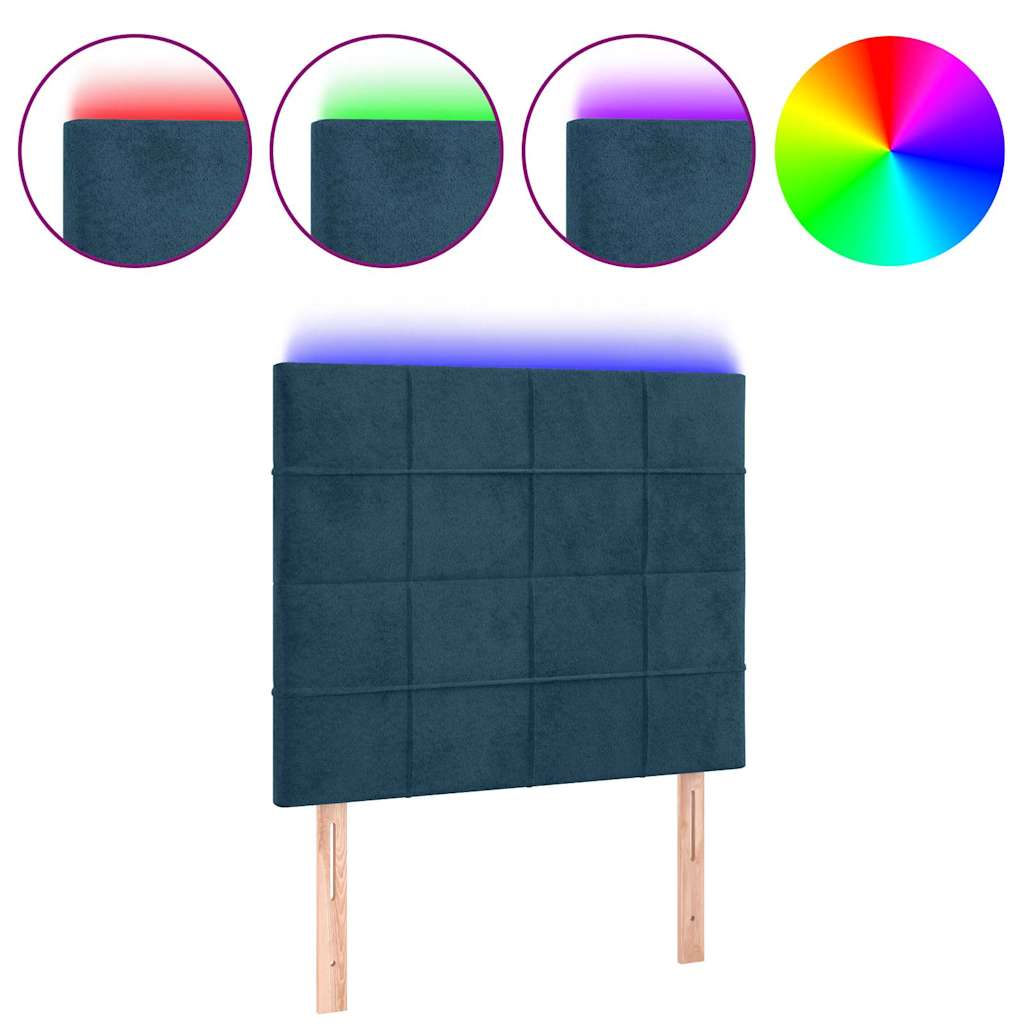 LED uzglavlje tamnoplavo 100x5x118/128 cm baršunasto